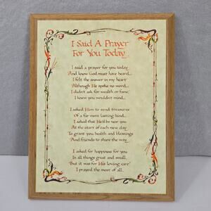 Vintage "I Said A Prayer for You Today" Wooden Plaque 9" x 7"